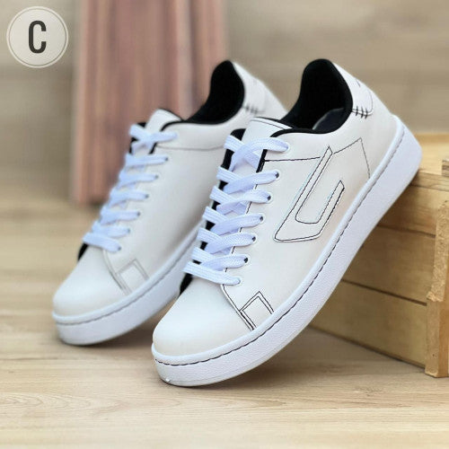 Tenis blanco con negro unisex para hombre y mujer